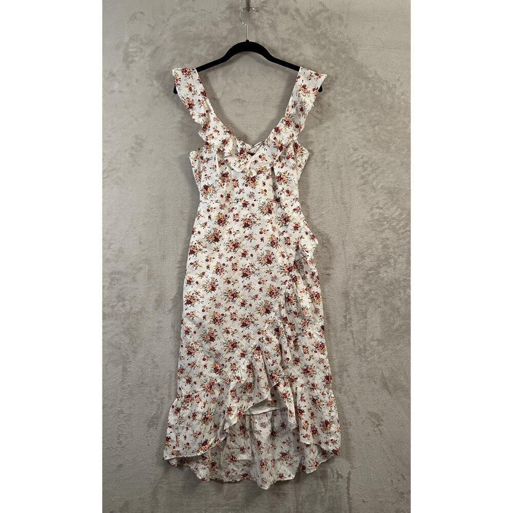 Hello Molly Dress Size M Ruffled Deep V-Neck Wrap Skirt Cottagecore Romantic